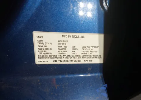 2023 Tesla Model Y Awd/Long Range Dual Motor All-Wheel Drive from USA, damaged, VIN 7SAYGDEE2PF927932